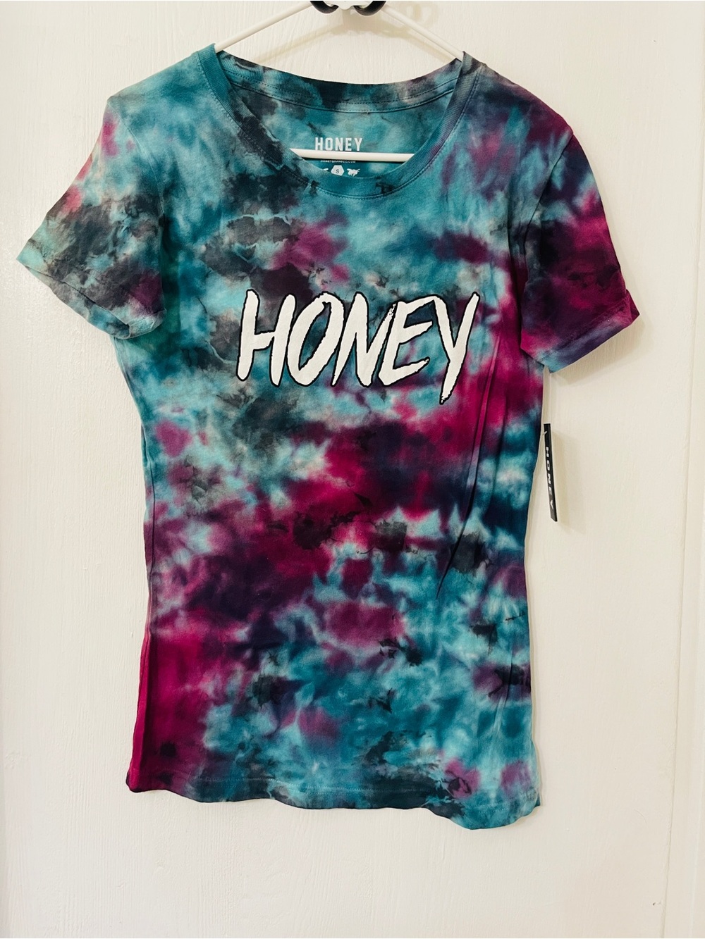 Honey Tie-Dye Graphic Tee - Teal & Magenta